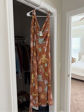 Never Fully Dressed Rust Star & Moon Print Maxi Dress